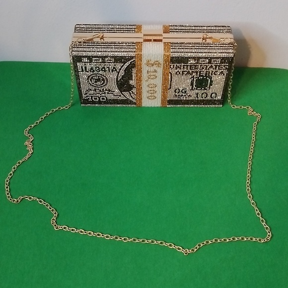 Money Clutch With Rhinestones - Picture 1 of 6